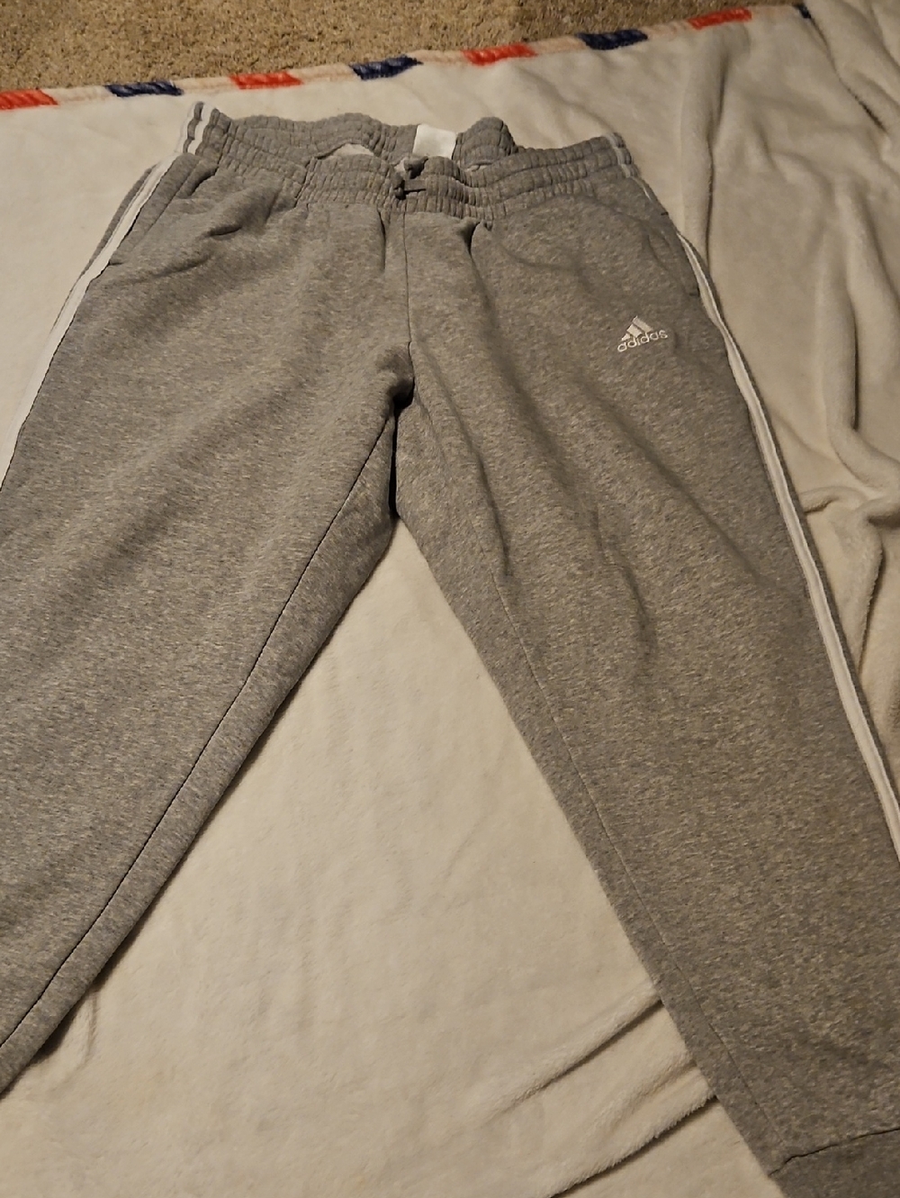 adidas Gray Track Pants with White Side Stripes